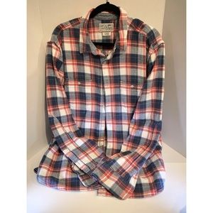 Lucky brand plaid red white blue button down shirt